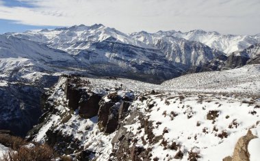 Cajon del Maipo, Farellones ve Mirador de los Condores, Cordillera de los Andes, Santiago de Chile, Şili