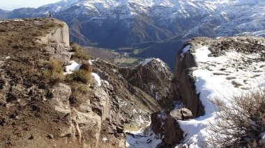 Cajon del Maipo, Farellones ve Mirador de los Condores, Cordillera de los Andes, Santiago de Chile, Şili