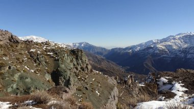 Cajon del Maipo, Farellones ve Mirador de los Condores, Cordillera de los Andes, Santiago de Chile, Şili