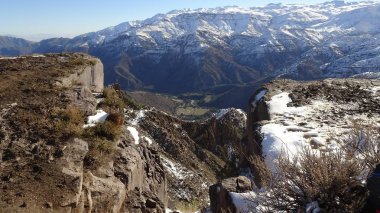 Cajon del Maipo, Farellones ve Mirador de los Condores, Cordillera de los Andes, Santiago de Chile, Şili