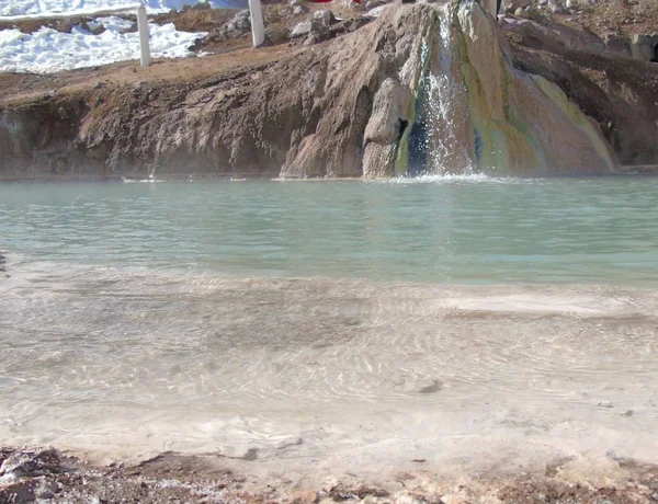 Warmwaterbronnen Van Valle Colina Cajon Del Maipo Cordillera Los Andes — Stockfoto