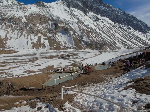 Horké Prameny Valle Colina Cajon Del Maipo Cordillera Los Andes — Stock fotografie