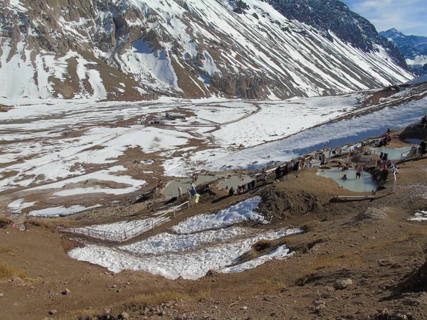 Θερμές Πηγές Της Valle Colina Cajon Del Maipo Κορδιντιέρα Ντε — Φωτογραφία Αρχείου