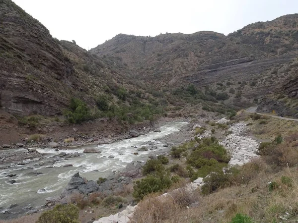 Río Yeso Curso Agua Natural Que Forma Los Deshielos Luego — Foto de Stock