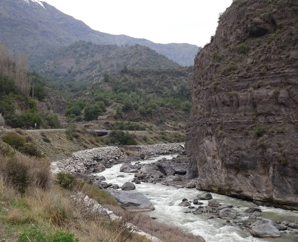 Río Yeso Curso Agua Natural Que Forma Los Deshielos Luego —  Fotos de Stock
