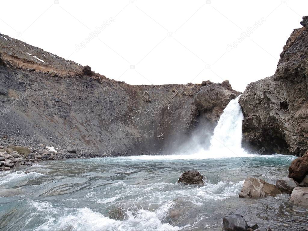 El Yeso waterfall, in the Cajon del Maipo, Chile