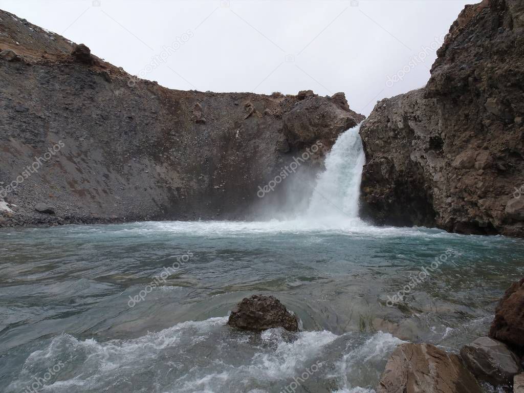 El Yeso waterfall, in the Cajon del Maipo, Chile