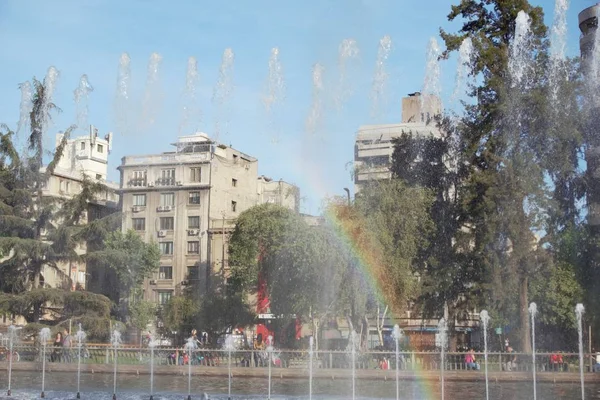 Plaza Aviación Sus Hermosas Fuentes Agua Santiago Chile —  Fotos de Stock