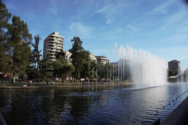 Plaza Aviación Sus Hermosas Fuentes Agua Santiago Chile —  Fotos de Stock