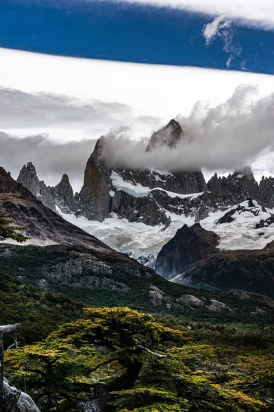 Rocheuses Sommets Enneigés Avec Vue Imprenable Fitz Roy Argentine — Photo