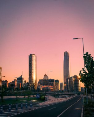 Santiago de Chile 'in finans merkezi dikey görünümü