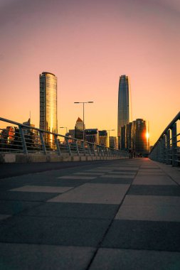 Santiago de Chile 'in finans merkezi dikey görünümü