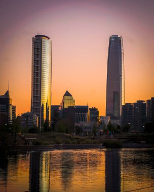 Santiago de Chile 'in finans merkezi dikey görünümü