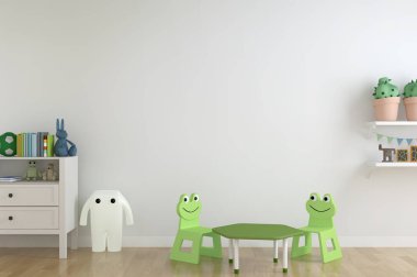 Çocuk odası iç. İç İskandinav tarzı. 3D render, 3d çizim