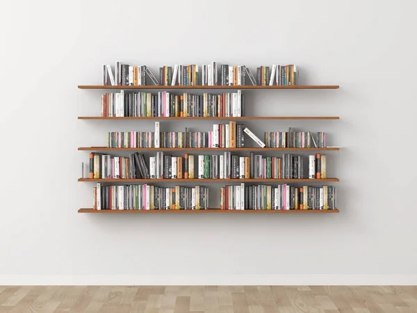 Interieur Boekenplank Bibliotheek Rendering — Stockfoto