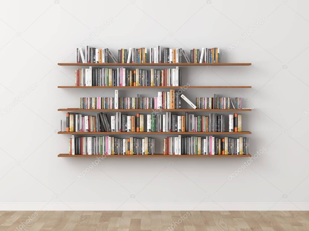 interior bookshelf room library. 3d rendering