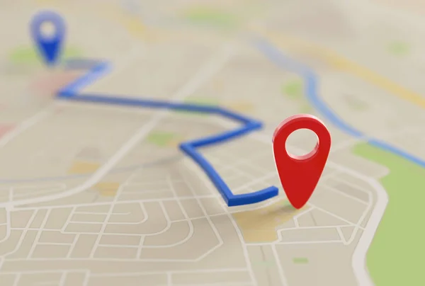 şehir haritası PIN işaretçilerle 3d işleme görüntü