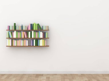 iç bookshelf odası kütüphane. 3D render