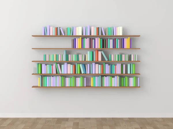 Interieur Boekenplank Bibliotheek Rendering — Stockfoto