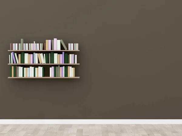 Interieur Boekenplank Bibliotheek Rendering — Stockfoto