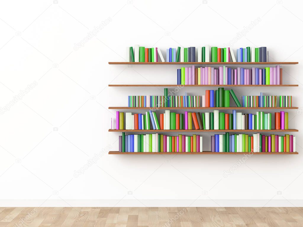 interior bookshelf room library. 3d rendering