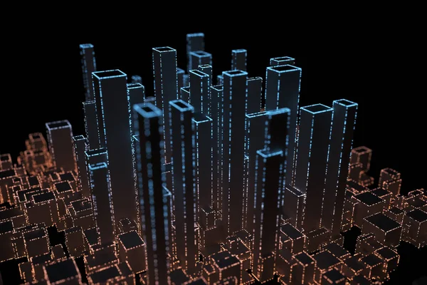 Abstract City Rendering Futuristic Matrix — Stock Photo, Image