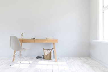 İskandinav tarzında ev iç. Maket iç mekan. 3d render.