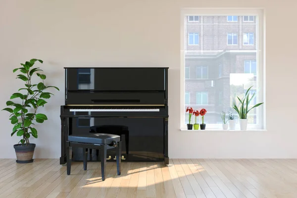 Intérieur Salle Piano Dans Style Scandinave Intérieur Maquillé Illustration — Photo