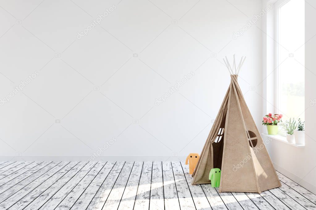 Children room scandinavian style 3D rendering