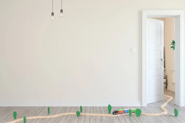 Skandinavisk Stil Mock Wall Kids Room Interiör Wall Art Rendering — Stockfoto