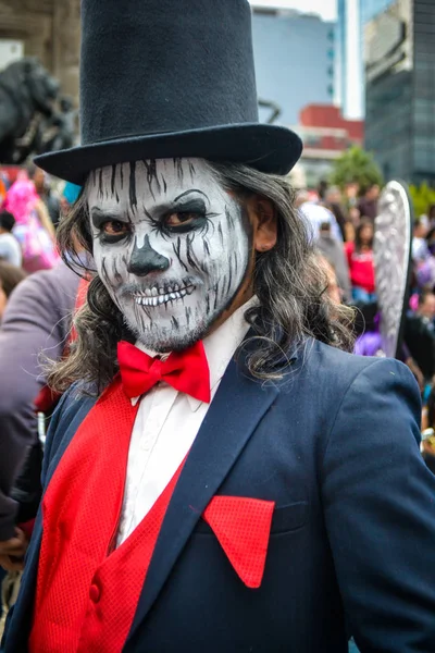 Ciudad Mxico Mxico Outubro 2016 Retrato Hombre Disfrazado Desfile Del — Fotografia de Stock