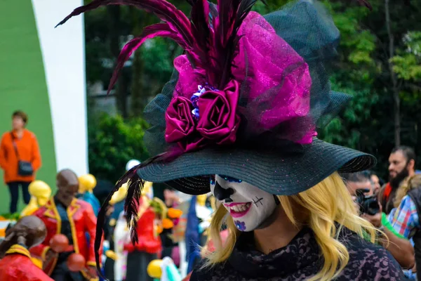 Cidade México México Novembro 2015 Jovem Bonita Disfarçada Dia Dos — Fotografia de Stock