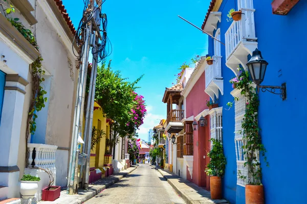 Straßenansicht Des Farbenfrohen Cartagena Kolumbien — Stockfoto