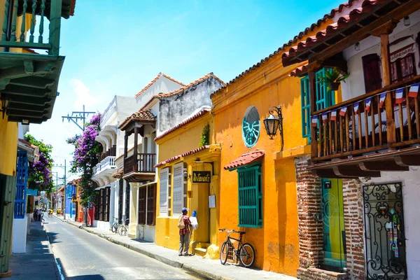 Hermosas Calles Coldas Cartagena Colombia Imagen de archivo
