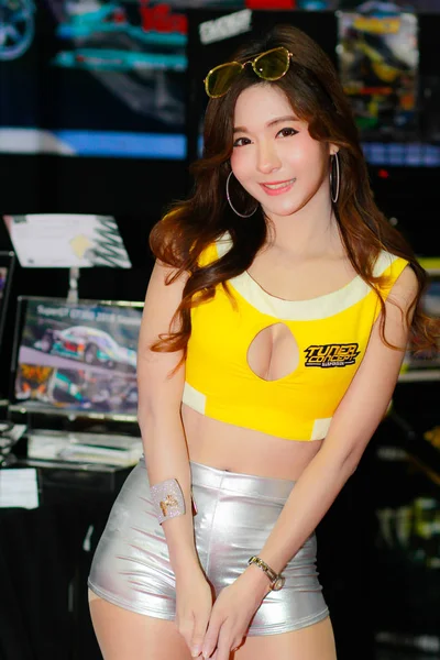 Bangkok Thajsko Července 2018 Neznámý Ženský Moderátor Pozice Bangkoku Mezinárodní — Stock fotografie