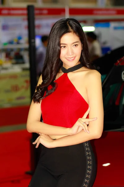 Bangkok Thailand July 2018 Unidentified Female Presenter Pose Bangkok International — Stock Photo, Image