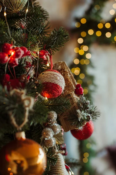 Christmas Toys Hanging Christmas Tree — Stock Photo, Image