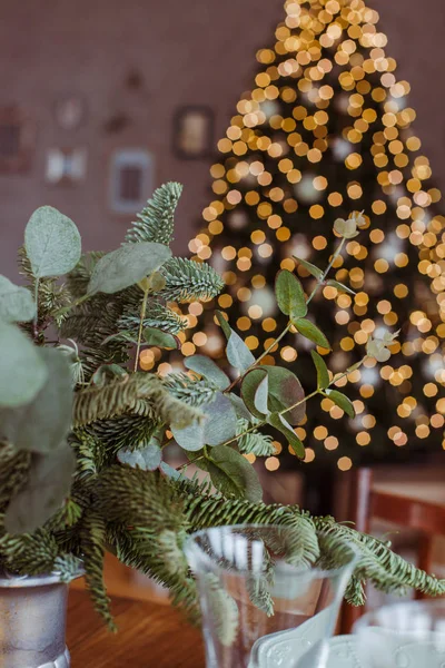 Beautifully Decorated Dining Table Christmas Celebration — Stock Photo, Image