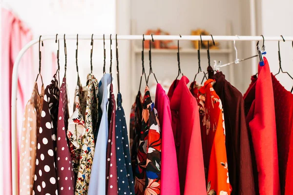 Womens Dresses Hangers Retail Sho — Stock Photo, Image