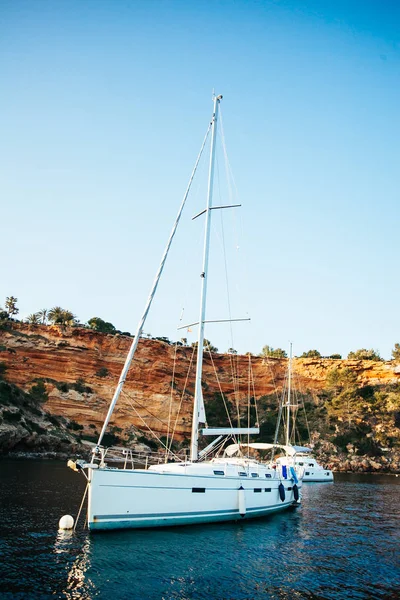 Yachts Bay Calobra Majorka Majorka Hiszpania — Zdjęcie stockowe