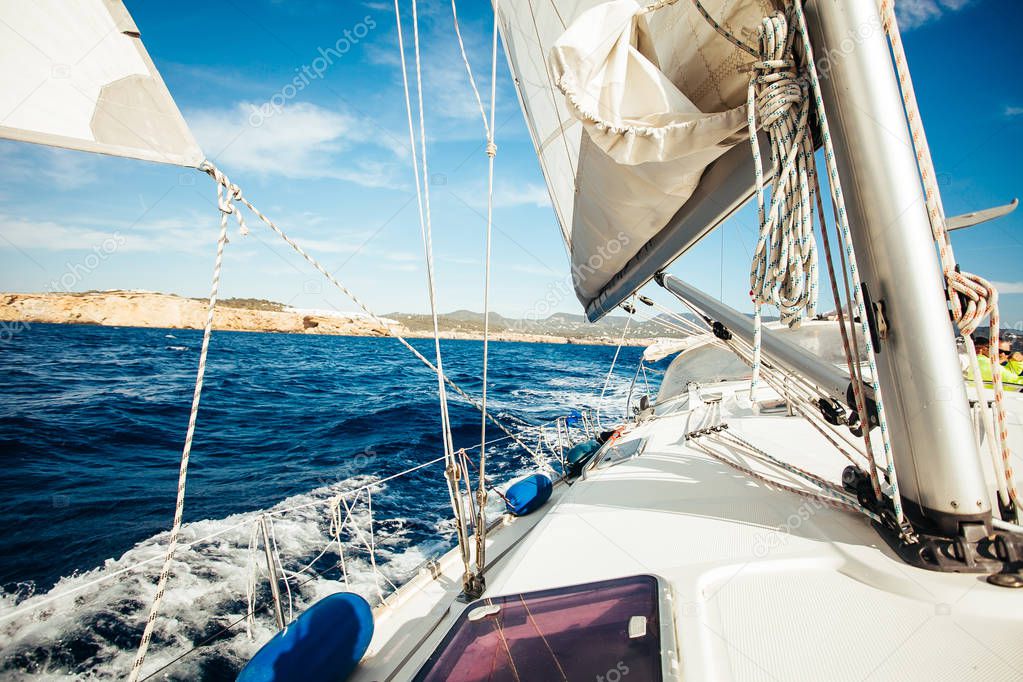 Sailing yacht under sail