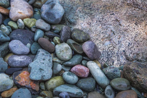 Abgerundete Kieselsteine Verschiedenen Farben Ufer Des Flussliders Kaschmir — Stockfoto