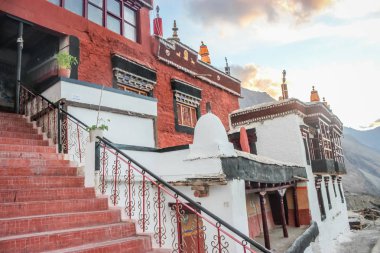 Thiksey, Ladakh, Hindistan- Tarih:30 Temmuz, 2019- Ladakh Thiksey Manastırı'nda Ana Gompa binası