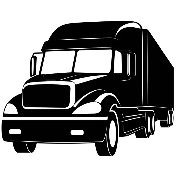 Black White Picture Truck Semitrailer — Stock Vector