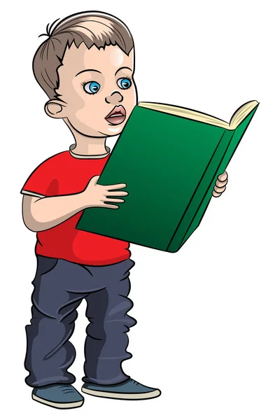 Kleine jongen met een boek. — Stockvector