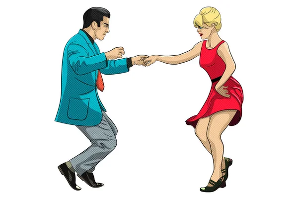 Mann und Frau tanzen Rock "n" Roll — Stockvektor