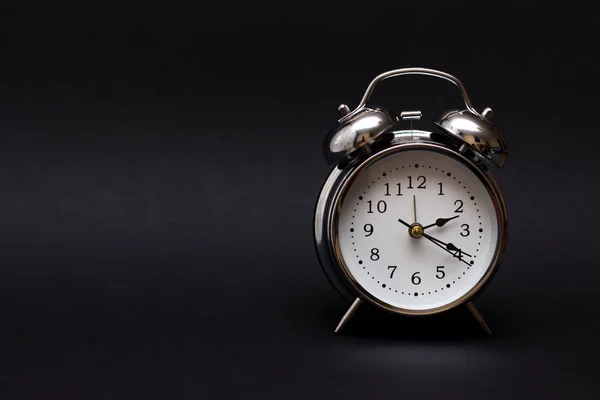 Vintage Alarm Clock Black Background Time Concept — Stock Photo, Image