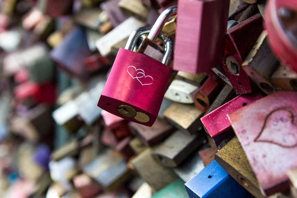 Cadenas Sur Pont Cologne Allemagne Vue Détaillée Des Cadenas Des — Photo