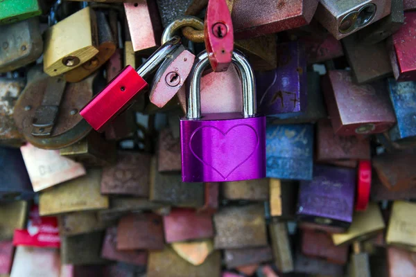 Cadenas Sur Pont Cologne Allemagne Vue Détaillée Des Cadenas Des — Photo