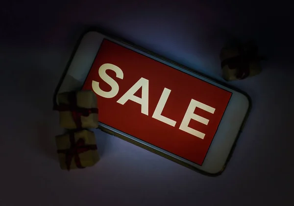 Jumat Hitam Dan Tulisan Penjualan Layar Smartphone Prasasti Sales Layar — Stok Foto